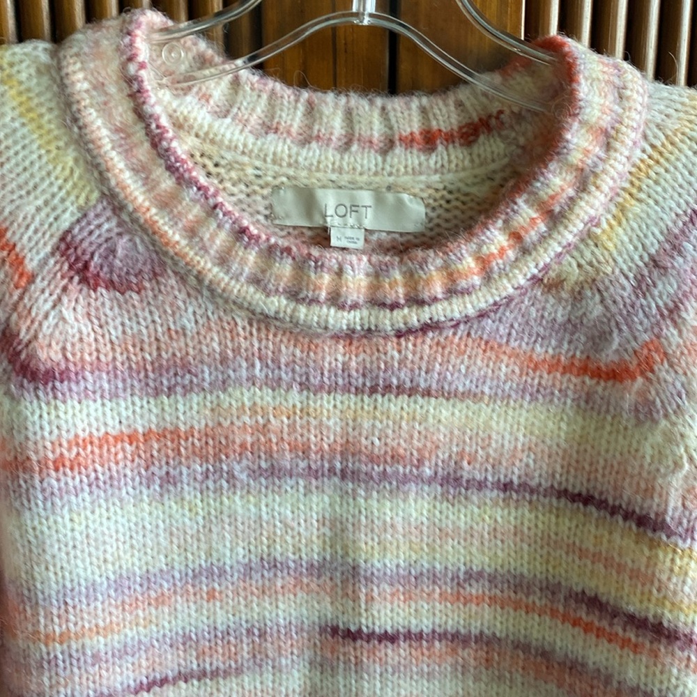 Loft Multi Colored Raglan Sweater - Picture 2 of 11